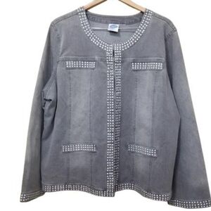 DG2 Gray Studded Women's Denim Jacket